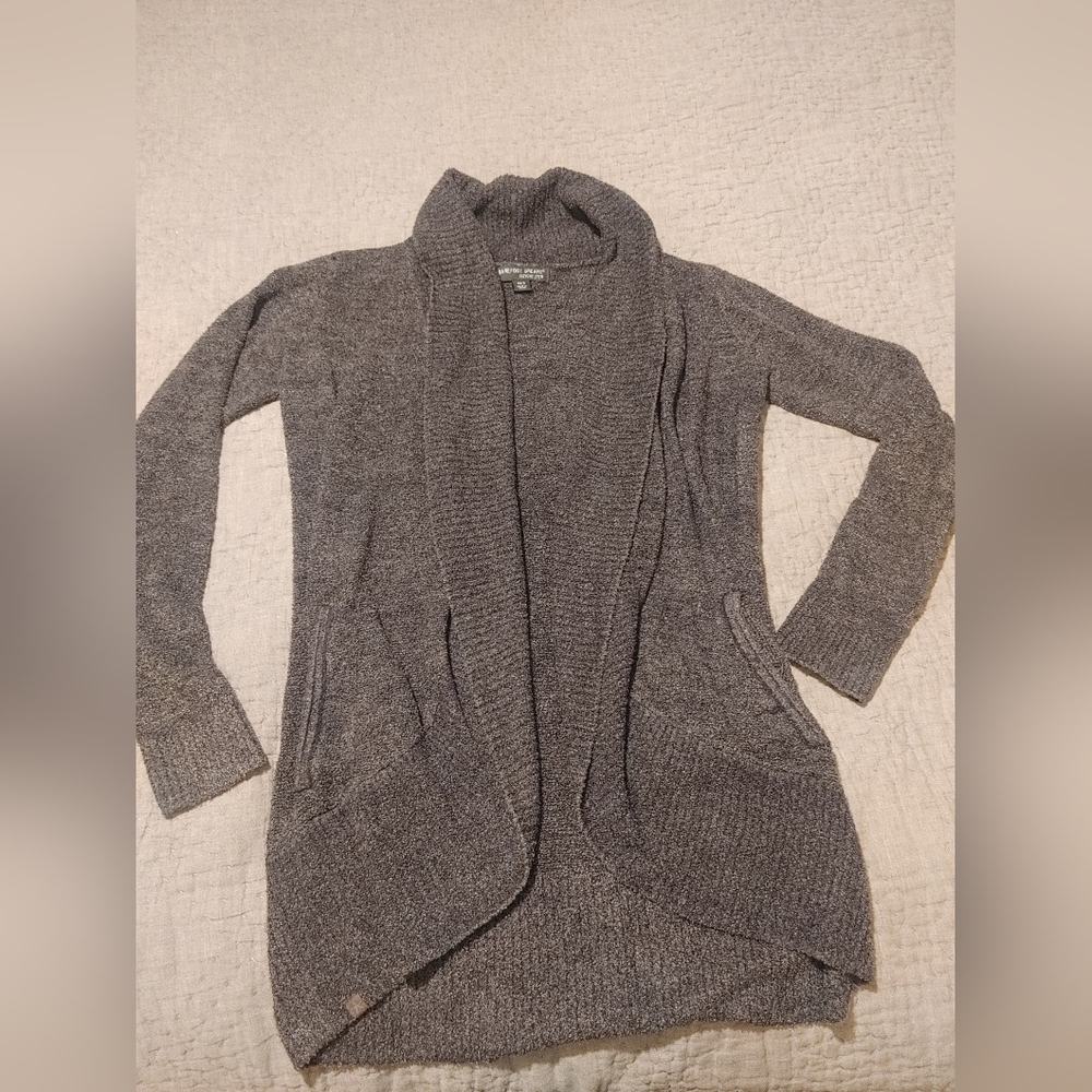 Barefoot Dreams CozyChic Lite Circle Cardi Heathered Carbon Gray Black Size XS/S
